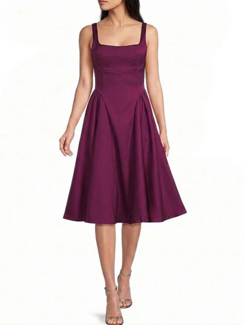 Honey And Rosie Square Neck Open Tie Back Knee Length Dress